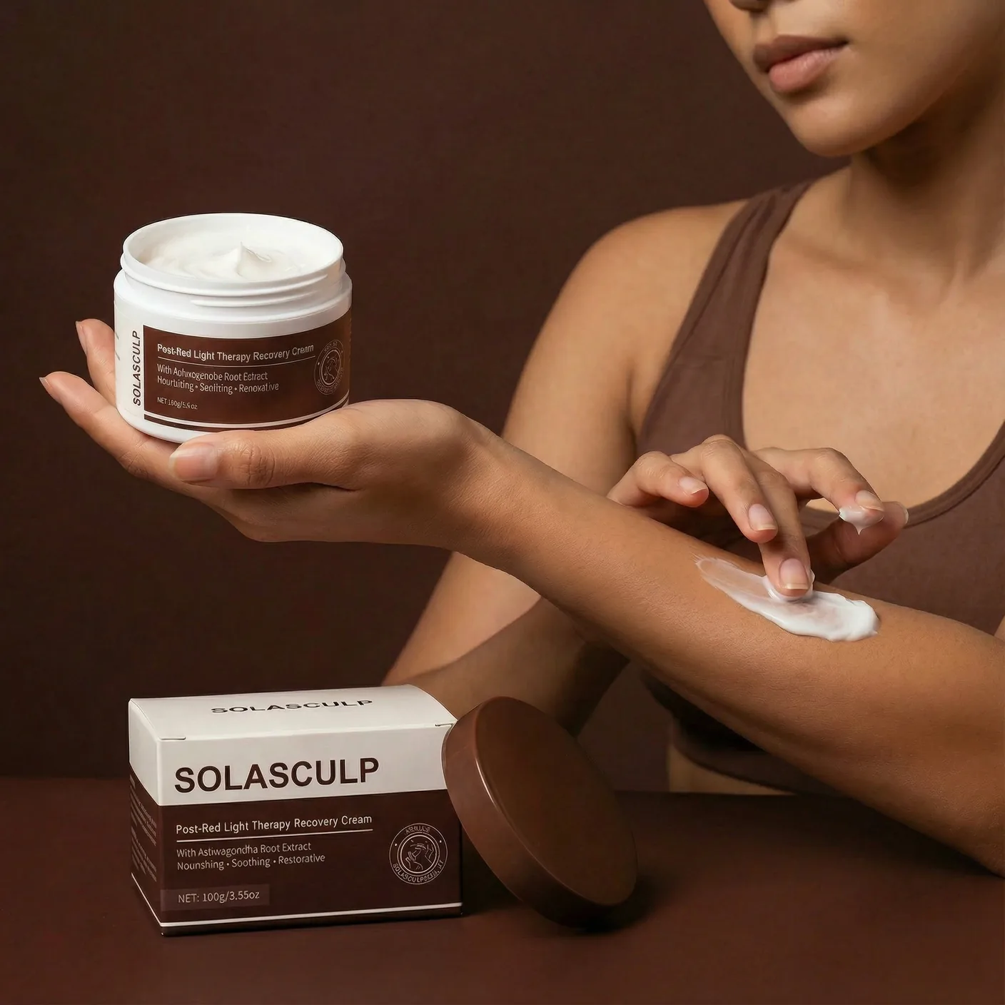 Applying Renewal Cream to the arm