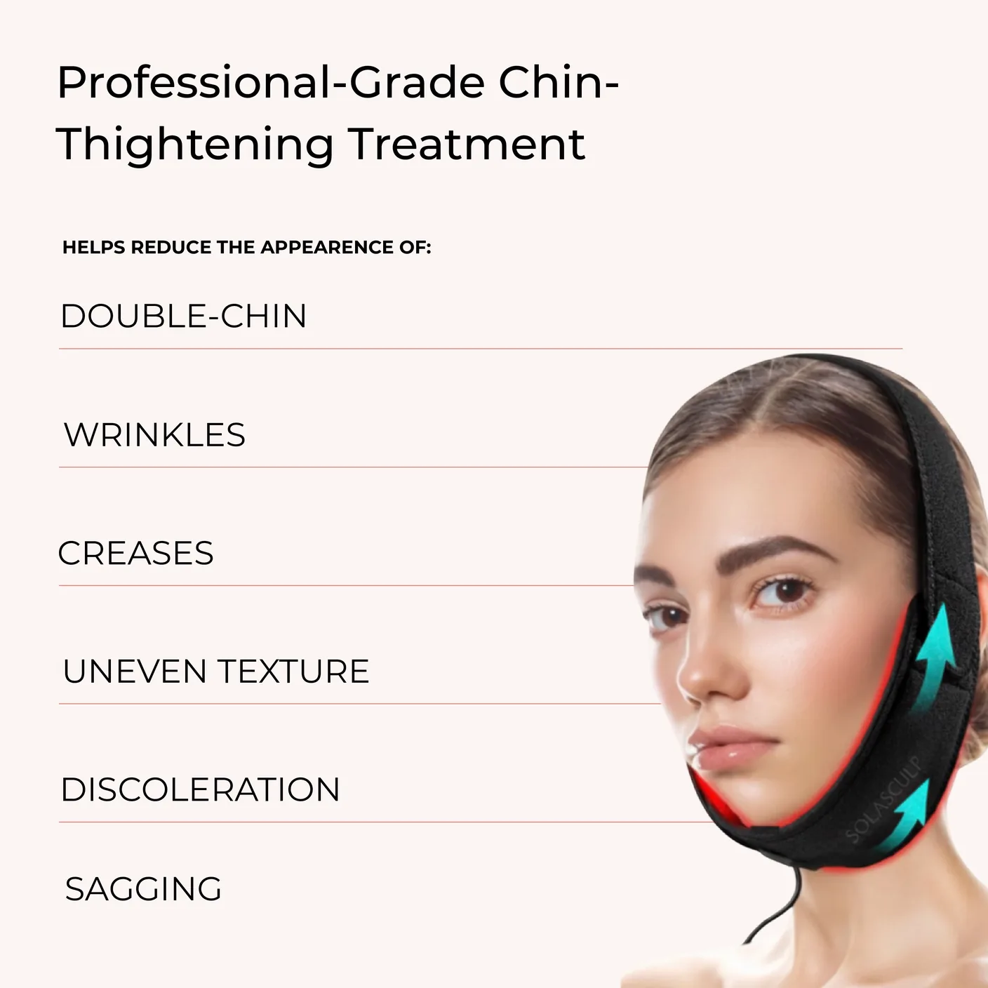 Woman wearing the LiftBand under her chin